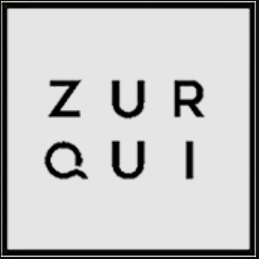 A black and white image with the words ZUR QUI.